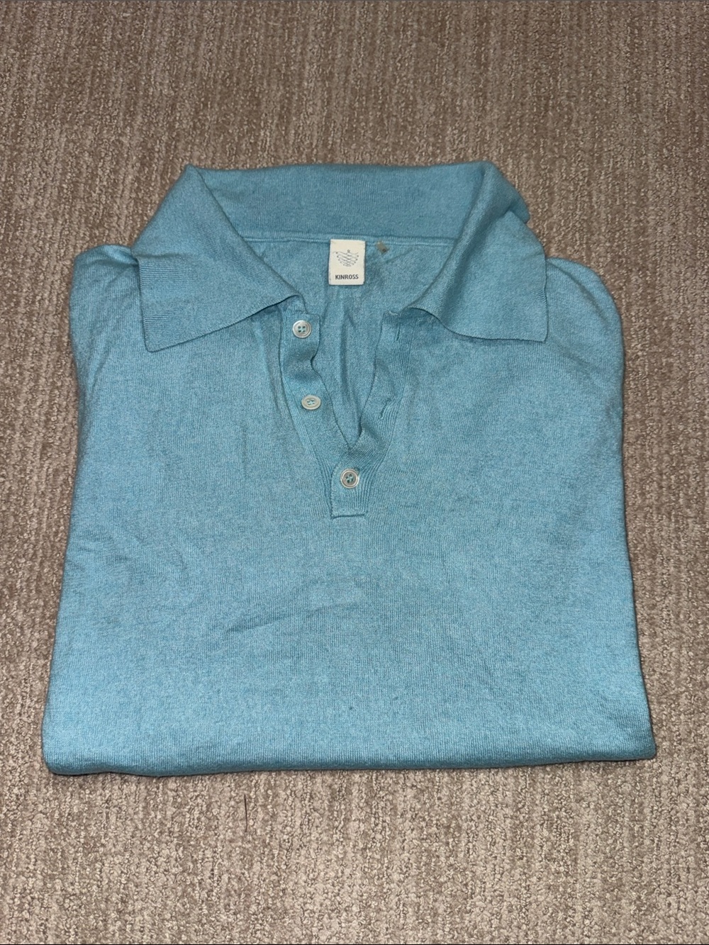 Kinross Cashmere Silk Polo Sweater Women S Aqua Teal Blue Knit Short Sleeve Top